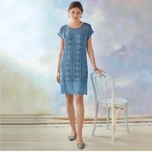 Sundance Twilight Embroidered Chiffon Shift Dress Small Gatsby